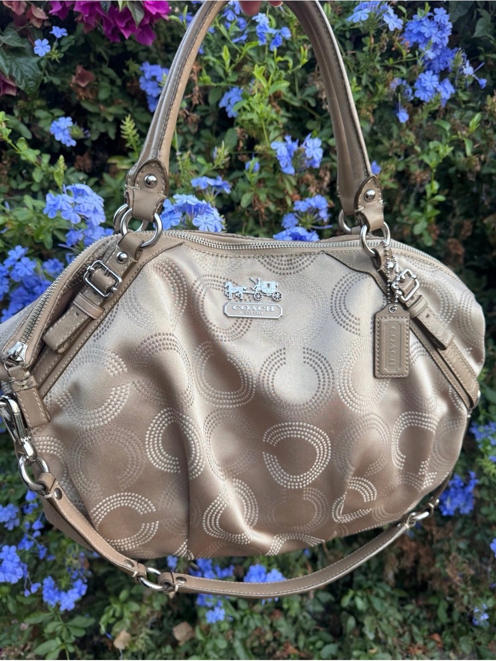Coach Madison Dotted Op Art Sophia Satchel (Large Size)
